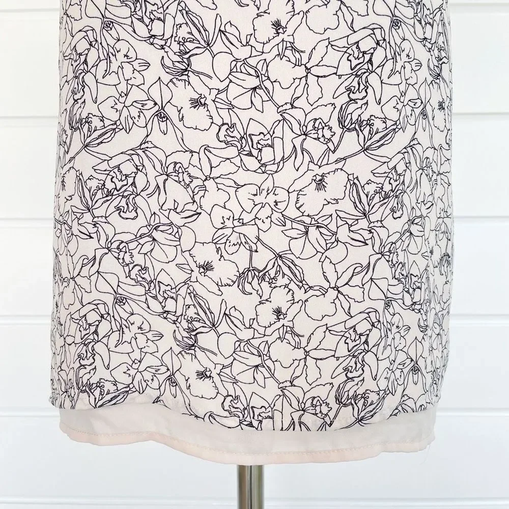 Lila Rose Women's Cream Black Floral Back Split Tank Top Size Medium